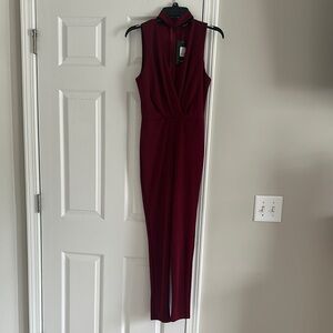 New Fashion Nova Burgundy Kadienne Jumpsuit | Sleeveless Mock Neck | Size M